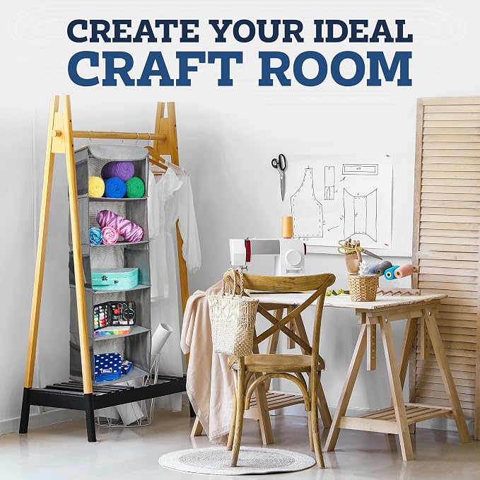 ZOBER Hanging Closet Organizer, 5-Shelf - Hanging Storage Organizer Shelves for Clothes, Towels, Toys - College Dorm Room, Nursery, & Home Closet