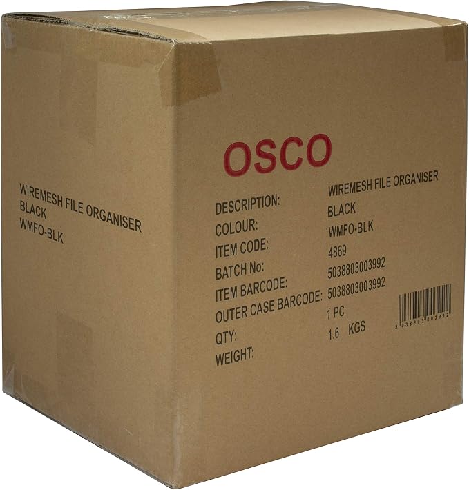 OSCO Black Wiremesh File Organiser | A4 File | Letter Tray | Desk Tray | Desktop Organiser | Paper Organiser | Desk File Organiser Rack| 5 Sections | No Assembly Required | 24 x 32 x 29 cm |