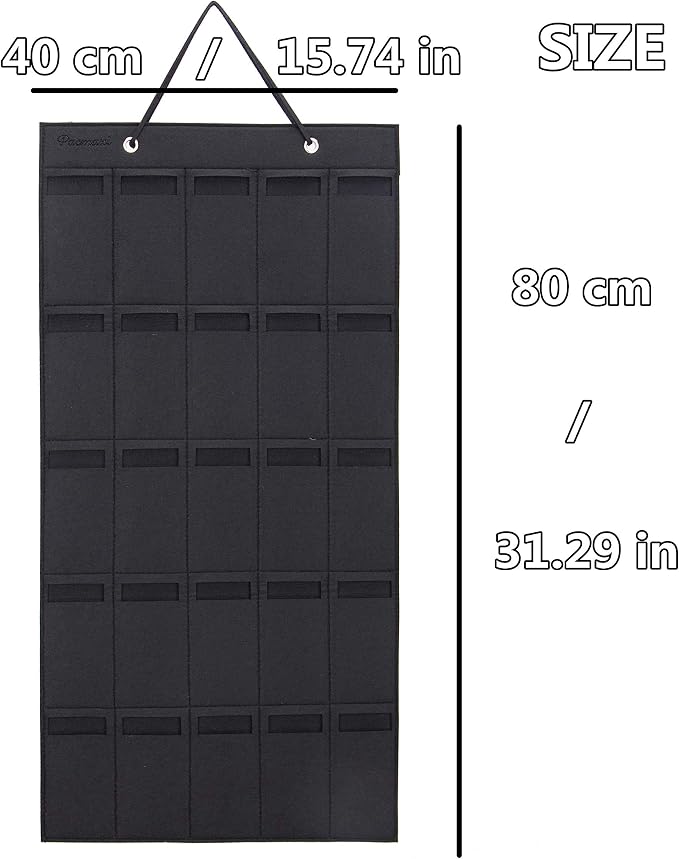 PACMAXI Sunglasses Storage Organizer, Wall Pocket Mounted by Sunglasses, Hanging Eyeglasses Storage Holder, Eyewear Display. (black, 25 Slot)
