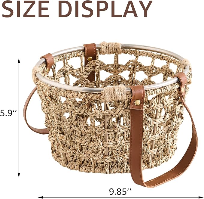 Farmhouse Seagrass Egg Baskets - Handmade Wicker Egg Collecting Basket with Handle