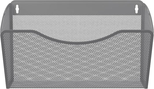 EasyPAG Wall File Organizer, Metal Mesh Hanging File Folder Holder for Letter/A4 Size Folders, Vertical Wall Mount Mail Sorter for Office Paperwork, Classroom, Silver