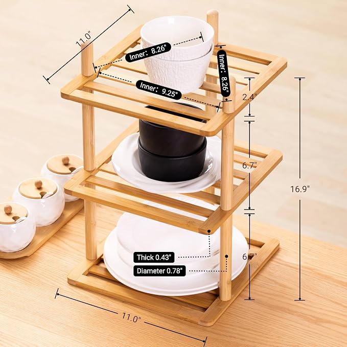 3-Tier Vertical Shoe Rack - Tall Narrow Shoe Rack Organizer for Small Spaces,Bamboo Shoen Shelf for Entryway,Closet,Corner,Doorway,Skinny Shoe Shelf Space Saving Shoe Storage (Natural, 3-Tier)