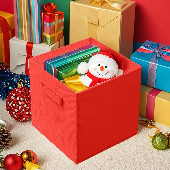 ShellKingdom Storage Bins, Foldable Fabric Storage Cubes and Cloth Storage Organizer Drawer for Closet and Toys Storage, 2 Pack (Red)