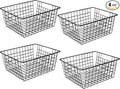 Brightalk 14" Upright Freezer Storage Baskets, Black Wire Storage Bins Large Bakset for Freezer, Pantry, Bathroom Organizing, Set of 4