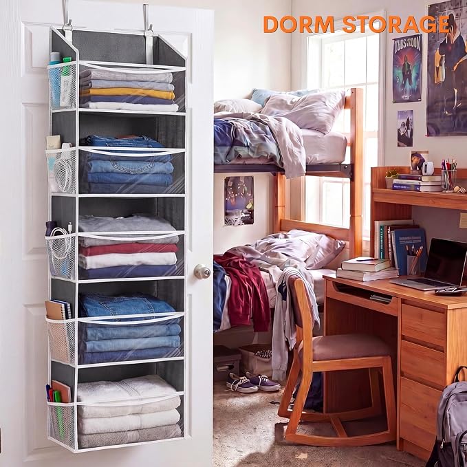 Ofiray-home Over Door Organizer with 5 Large Pockets | 5 Transparent Front Pockets & 10 Mesh Side Pockets, 50 lbs Weight Capacity Hanging Storage for Toys, Shoes, Diapers, Pantry