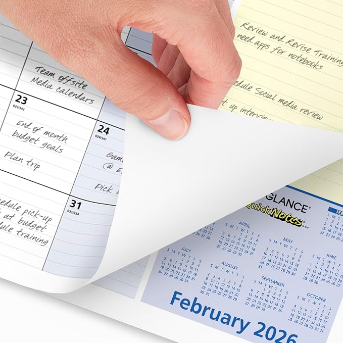 AT-A-GLANCE 2026 Desk Calendar, Monthly Desk Pad, 18" x 11", Compact, QuickNotes (SK7100026)