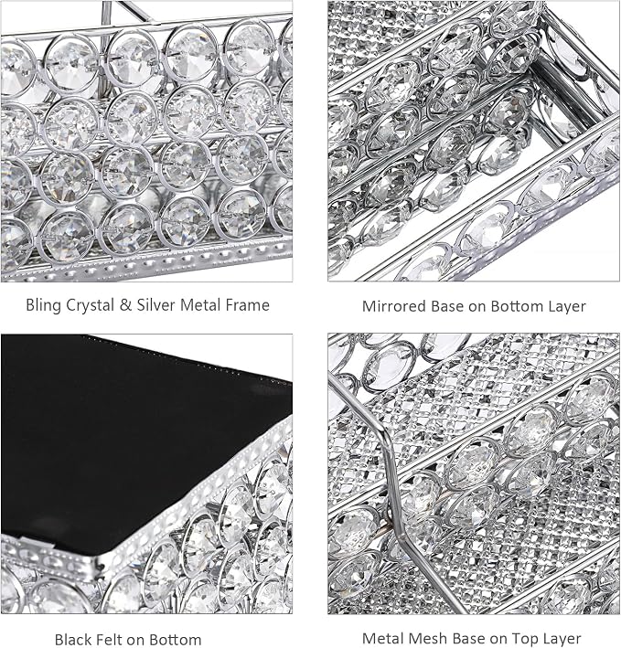Hipiwe Crystal Business Card Holder Business Card Display Stand 3 Tiers Name Card Storage Organizer with 6 Slots Office Desktop Exhibition