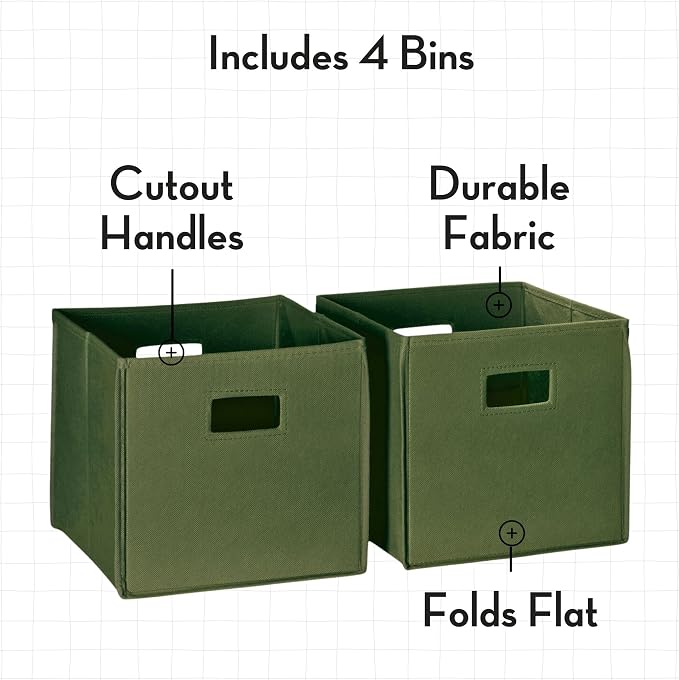 RiverRidge Folding Storage Bins with Handles Olive Cube Storage Organizer for Closet, Bedroom & Playroom - Closet Organizers and Storage Set of 4