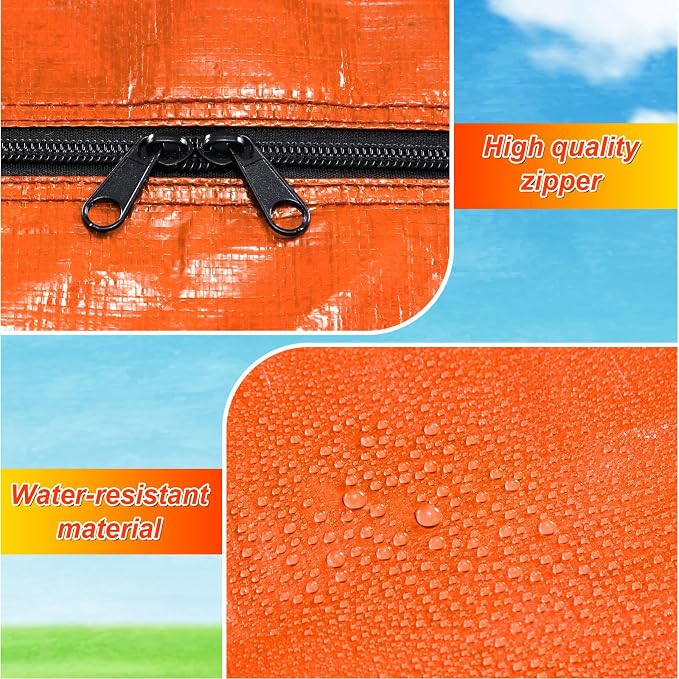 Windyun 4 Pack 69 Gallon Extra Large Moving Bags XXL Heavy Duty Storage Bag with Strong Zipper Handle Jumbo Big Tote Box Foldable for College Dorm Travel Clothes Duffle Blanket Pillow(Orange)