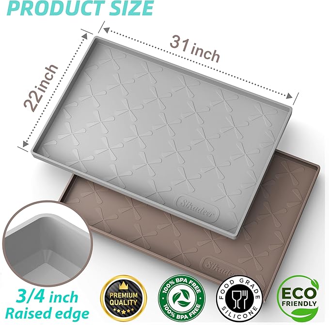 SIKADEER 31" x 22" Under Sink Mat Waterproof, Silicone Mat Kitchen Drawer Shelf and Cabinet Liner, Sink Protector for Kitchen Organizers and Storage, Boot Tray Pet Food Mats