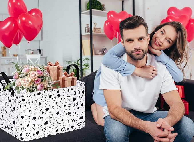 MAIZMZ Girls Empty Gift Basket Heart Print Storage Cube for Women, Closet Shelf Organizer Bins with Handles Nursery hamper Kids Toys Books Box Room Deco