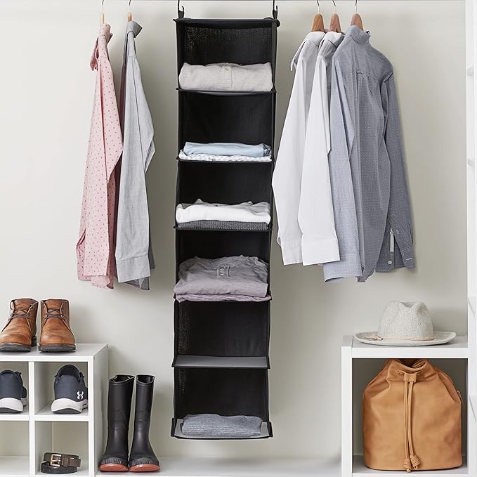 Household Essentials Black 6 Shelf Hanging Closet Organizer Shelf