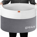 GOCAN Storage Baskets for Organizing D22"H14" Large blanket basket laundry basket Cotton Rope Woven Basket for toy towl in Living Room (Ltgrey/Beige) XXXL