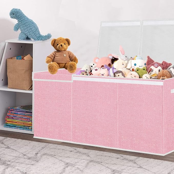 Pantryily Toy Storage for Girls - Extra Large Kids Toy Box Chest,Collapsible Toy Organizers and Storage for Nursery,Playroom,Office 35.8"x12.6"x16"(Pink)
