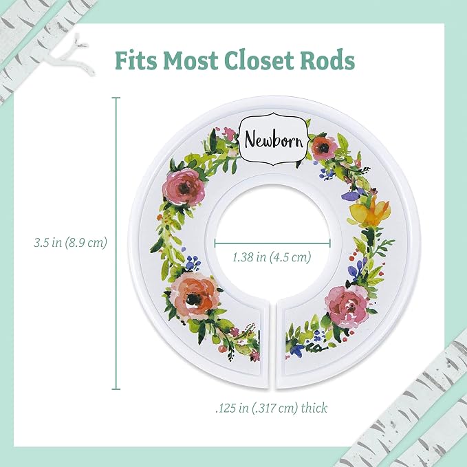 20 Baby Hangers with 7 Closet Dividers for Nursery Velvet Clothes Hangers Unisex Newborn Essentials Baby Size Organizer for Infant Clothing to 24 Months
