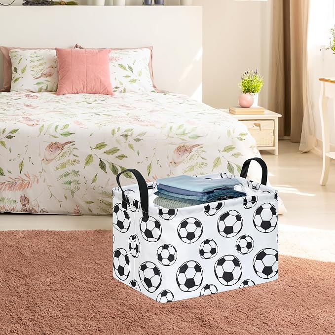 Rectangle Soccer Basket Storage Bin, Closet Baskets Foldable Box with Handles, Storage Boxes for Home Office Car Dormroom