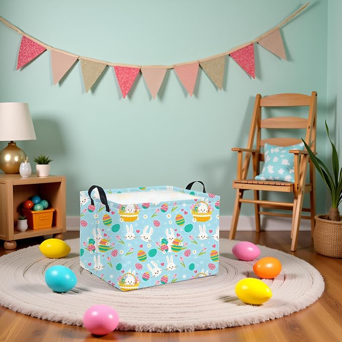 Rectangular Flower Easter Basket for Kids - Baby Storage Bin and Organizer, Shelf, Book Basket, Room Decor