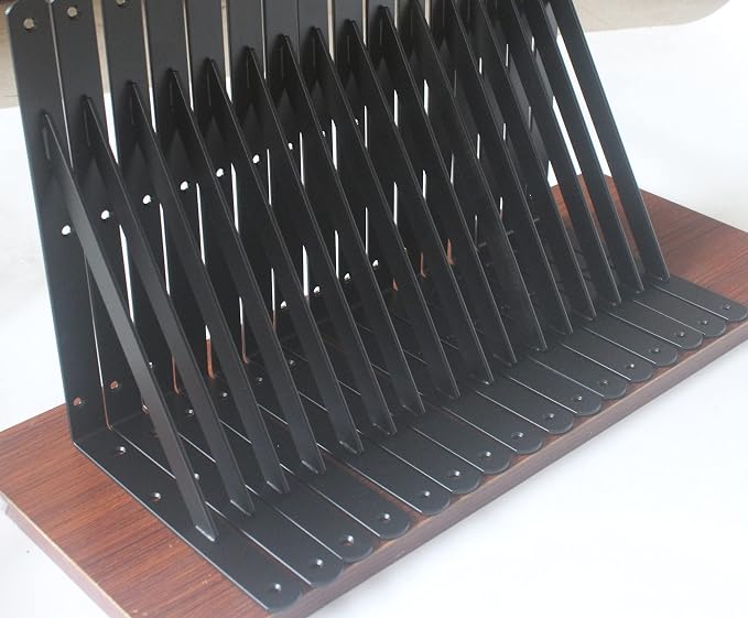 40 Pack L11 x H 8" Black Heavy Duty Shelf Brackets with Screws Metal Shelf Brackets Shelf Support Angle Brackets for Shelves L Brackets Heavy Duty Floating Shelf