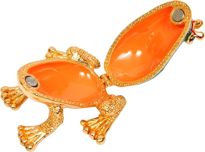 QIFU Hand Painted Mini Frog Prince Decorative Hinged Jewelry Trinket Box Unique Gift for Home Decor