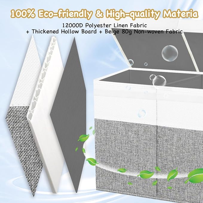 Large Toy Box Chest,Toy Storage Organizer,Storage Bins with Lids,Stuffed Animal Storage,Toy Bins for Kids,Toddlers,Baby,Girls,Nursery,Living room,playroom(Grey)