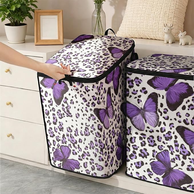 2pcs blanket storage bag for under bed,closet organizers 95L | clothing sweater sheet bedding comforter duvet quilt pillow toy storage bags with lids,dorm room essentials for containers