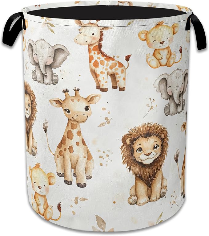 Wild Animal Forest Laundry Basket Collapsible Laundry Hamper, Oxford Cloth Storage Bin for Room/Bathroom/Bedroom/Dormitories 16" X 20.8"