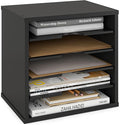 Ballucci 5-Tier File Organizer for Desk, Wooden Mail Sorter, Office Desk Organization, Paper Storage Organizers, Folder holder for desk, Letter Trays & Stacking Supports, Adjustable Shelves, Black