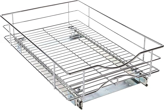 Home Zone Living Pull Out Kitchen Cabinet Organizer with Slide Out Drawer for Space Saving Storage, 14” W x 21” L | 21" x 14" x 5.55" with Effortless Slide-Out Access and Heavy-Duty Stability