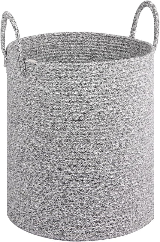 Large Laundry Basket,Laundry Hamper,15''x18'' Cotton Rope Storage Basket with Handles,Baby Hamper,Nursery Blanket Storage Living Room,Toy Basket,Kids Laundry Basket(Light Gray)