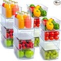 Utopia Home - Fridge & Refrigerator Organizer Bins (8 Pack), Clear Stackable Durable Plastic Storage Containers with Easy Grip Handles for Pantry, Kitchen Cabinets & Countertops (16)