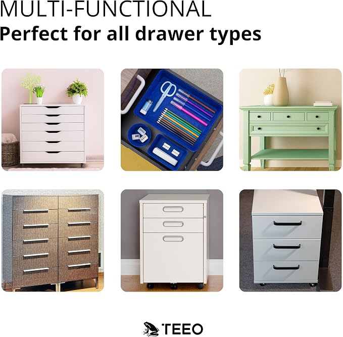 Teeo - Felt Drawer Organizer - Desk Accessories - Office Organization - Kitchen Organizer - Jewelry Tray Makeup Storage Drawer Organizers Home Desk Caddy Cosmetic Bins - Pack of 9, Royal Blue