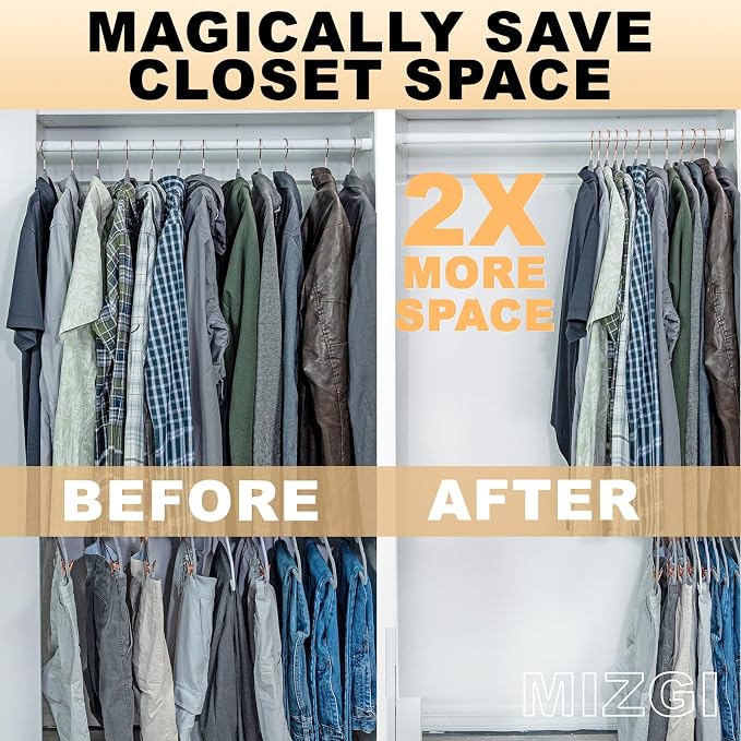 MIZGI Premium Clear Hangers (Pack of 50) Heavyduty- Pink Acrylic No Shoulder Bump Suit Hangers - Space Saving Clothes Hangers,Rounded Hanger for Coat,Sweater,Jackets,Pants