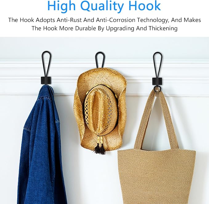 Hajoyful Rustic Entryway Hooks-16 Pack Farmhouse Hooks with Metal Screws Included, Black Decorative Wall Mounted Rustic Coat Hooks Rack, Double Vintage Organizer Hanging Wire Hook Clothes Hanger