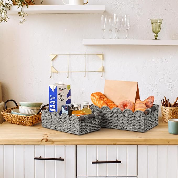 Storage Basket Wicker Baskets for Organizing Toilet Paper Storage Basket for Toilet Tank Top,Gray