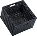 HOONEX Wicker Storage Baskets for Organizing, Decorative Woven Baskets for Storage with Carrying Handles, Set of 2, Black