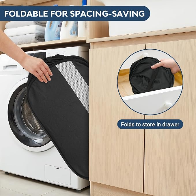 100L Collapsible Laundry Baskets, Foldable Dual Handle Laundry Hamper Black | Lightweight, Easy to Carry, Up and Downstairs, Tear-Proof, Space-saving, for Laundry Room, Bedroom, Bathroom, Travel, Dorm