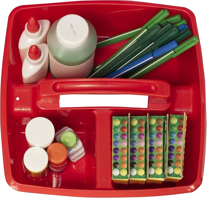 Storex Classroom Caddy, 9.25 x 9.25 x 5.25 Inches, Assorted Colors, Color Assortment Will Vary, Case of 6 (00940U06C), Small Caddy