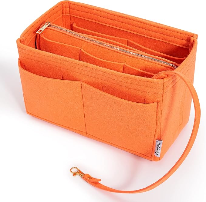 Vercord Felt Organizer Insert For Purse Handbag Tote Bag In Bag Inside Shaper Divider Neo Orange Large