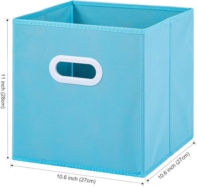Stero Fabric Storage Bins 6 Pack Fun Colored Durable Storage Cubes with Plastic Handles Foldable Cube Baskets for Home, Kids Room, Closet and Toys Organization Multi Colored