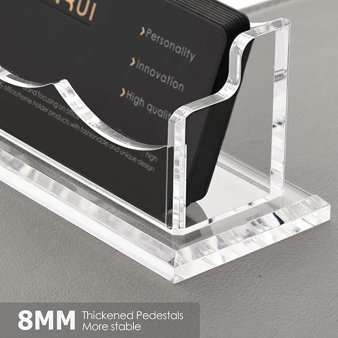 SANRUI 2 Pack Acrylic Business Card Holder for Desk, Clear Horizontal Name Card Stand for Women and Men, Desktop Organizer Display for Office Home Exhibition -120 Card Capacity