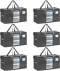 VENO 6 Pack Heavy Duty Moving Bags, Clothes and Comforter Storage Bags with Clear Window, College Dorm Essentials Packing Supplies, Foldable Boxes Alternative (Gray, 6 Pack)
