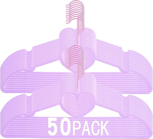 Velvet Hangers 50 Pack,16 Inch Non Slip Adult Hanger(Light Purple) | 360° Swivel Hooks, Cascade Design, Space Saving