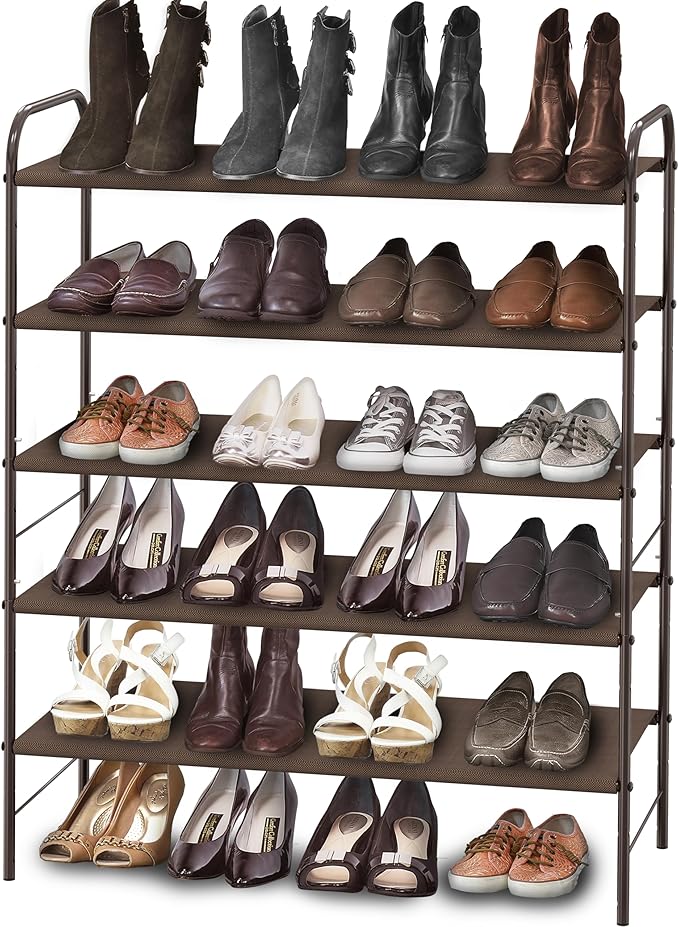 Simple Houseware 5-Tier Shoe Rack Storage Organizer, Bronze | 600D polyester light sturdy shoe organizer