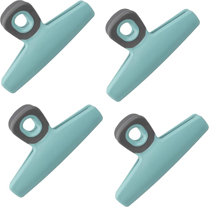 COOK WITH COLOR Food Clips - Wide Heavy Duty Chip Clips, Large Bag Clips for Food Storage with Air Tight Seal Grip, Pack of 4, Teal