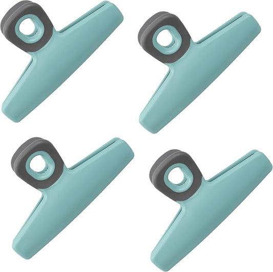 COOK WITH COLOR Food Clips - Wide Heavy Duty Chip Clips, Large Bag Clips for Food Storage with Air Tight Seal Grip, Pack of 4, Teal