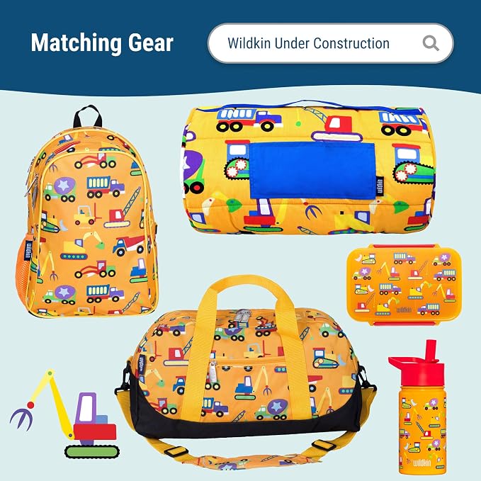 Wildkin Set of 3 Kids Nesting Food Containers for Boys – Stackable, Airtight & BPA-Free Snack Containers, Dishwasher Safe Lunch Box Containers for School & Travel, Ages 3–12 – Under Construction