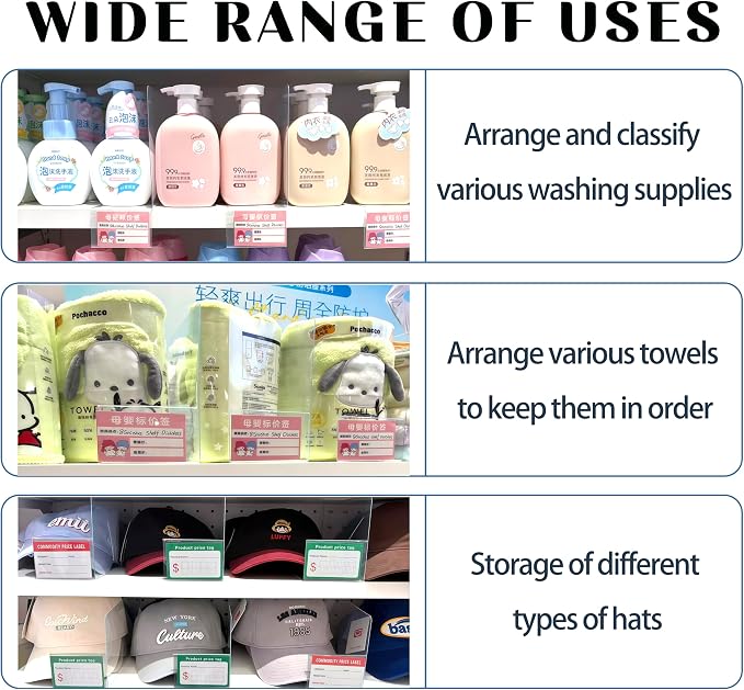 20 Pcs 2012 Shelf Dividers Plastic Wire Shelf Label Holder, Reusable Shelf Tags for Pantry Retail Store, Supermarket UPC Price Card & Ticket Display, Tight Snap Lock Closure,Supermarket price tags