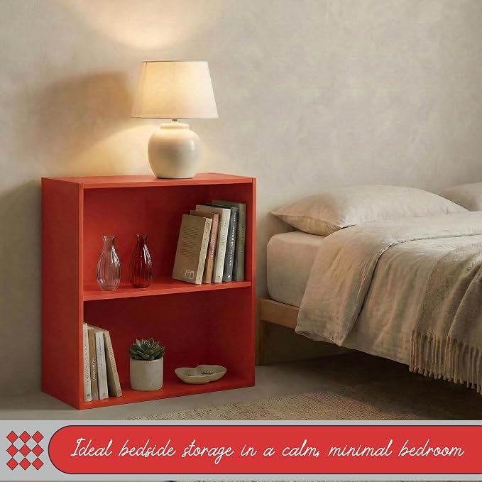 KB Designs - Tony 2-Tier Modern Bookcase with Open Storage Shelves for Kids’ Rooms, Playrooms, or Home Offices – Compact Colorful Bookshelf Organizer