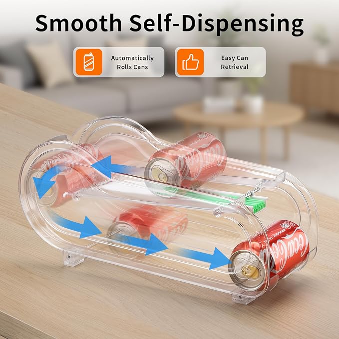 Soda Can Organizer for Refrigerator, Drink Organizer for Fridge, Automatic Rolling Can Dispenser Holder, Organize 10 Pcs Standard 11.15oz or 12oz Short Cans (1 Pack)