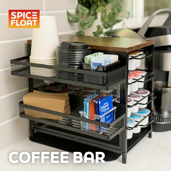 Houseify SPICE FLOAT Magnetic Spice Organizer Racks - 4 Premium Metal Racks + 1 Hanging Hook Bar Kitchen Shelf - Seasoning Organizer For Kitchen Appliances (3.94" x 12.2" x 3.15")